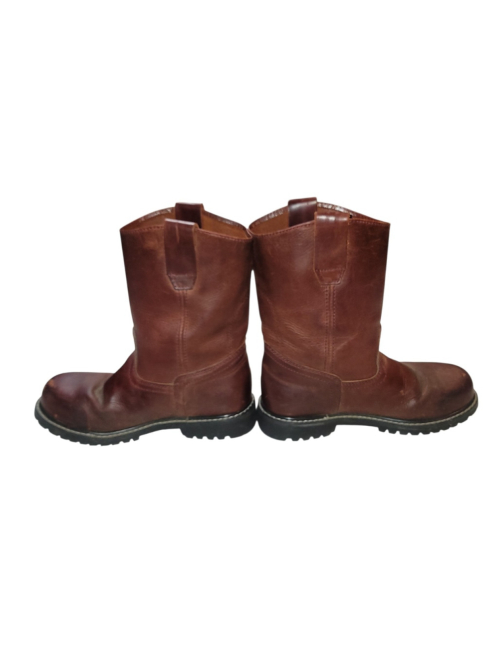 Work Power Mountain VAQUEROS Men Pull-On Brown Leather Steel-Toe Work Boots 8